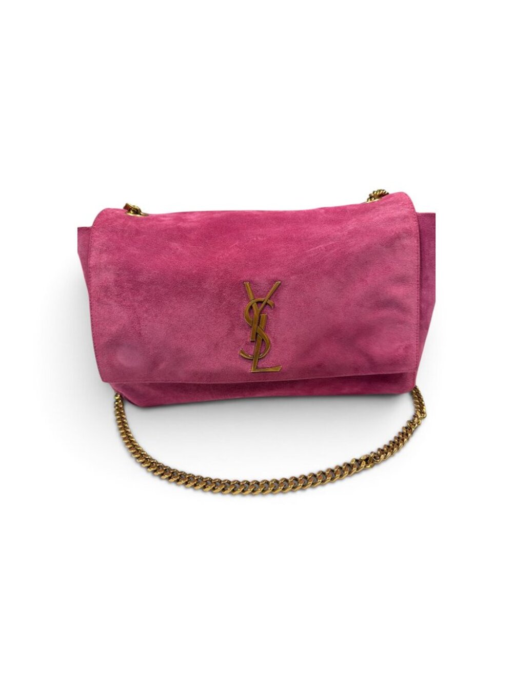 Kate crossbody pink reversible YSL purse suede and calf leather, gently warn